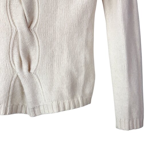 Garnet Hill 100% Cashmere Cable Detail Turtleneck Sweater Size Small Ivory White - Picture 8 of 13